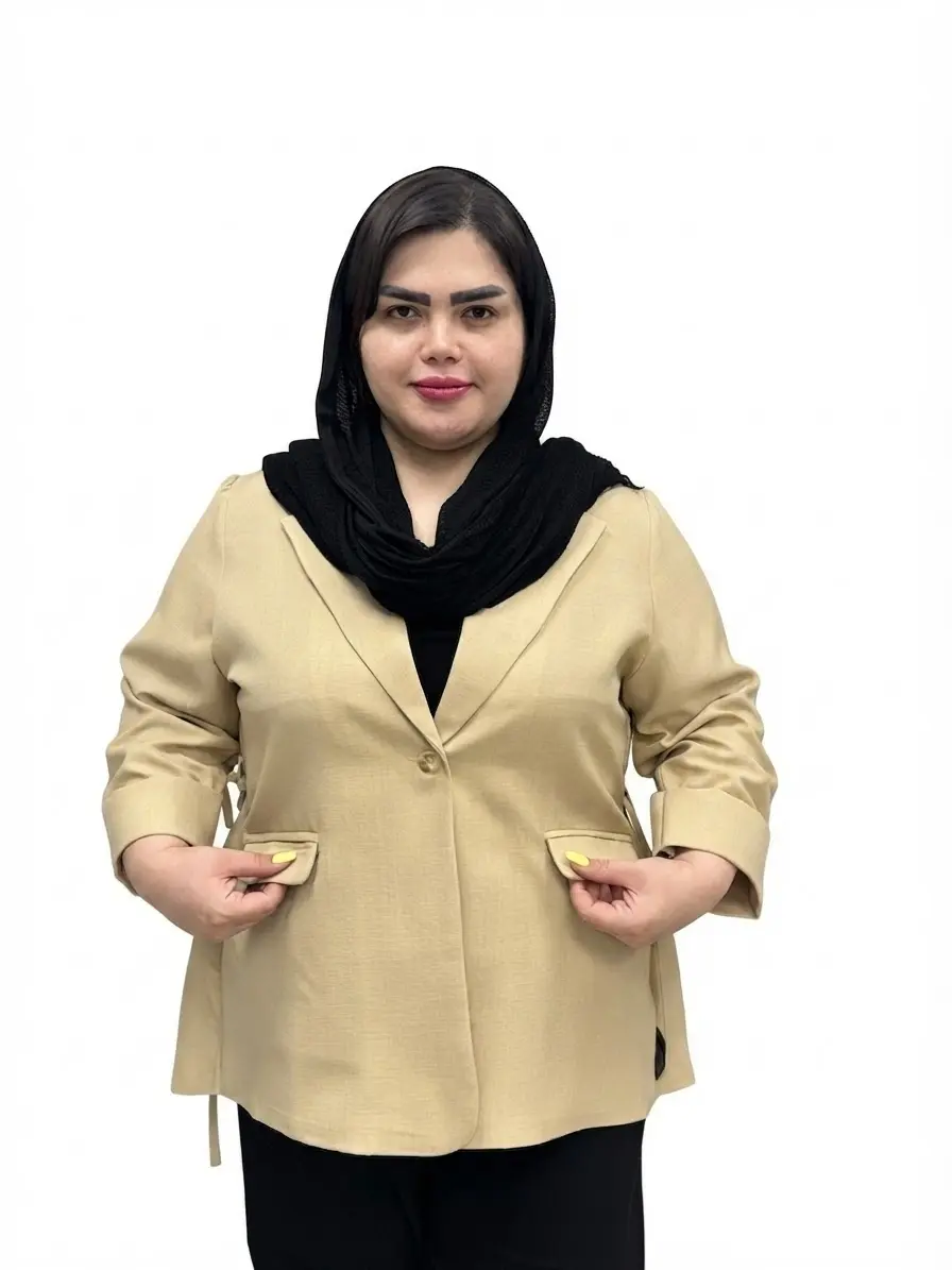 کت سایز بزرگ زنانه یقه انگلیسی تک دکمه